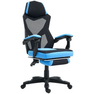 OEM Silla Gaming Con Reposapi&eacute;s Altura Regulable Y Respaldo Reclinable 135&deg; 58x63x112-122 Cm Azul Y Negro