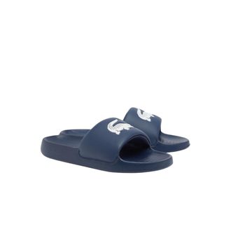 Lacoste Mens Serve Slide 1.0 Sandal, Navy Blue & White Crocodile, 38