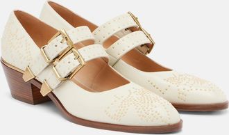 Chlo&eacute; Susan studded leather Mary Jane pumps