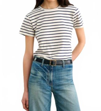 Nili Lotan Lana Crewneck Tee In Natural Navy