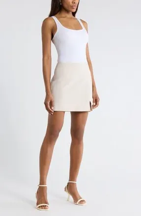 Leith Split Front Miniskirt in Beige Pumice at Nordstrom Rack, Size X-Small