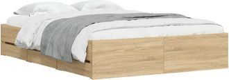 vidaXL Cama Con Cajones Madera Ingenier&iacute;a Roble Sonoma 135x190 Cm Vidaxl