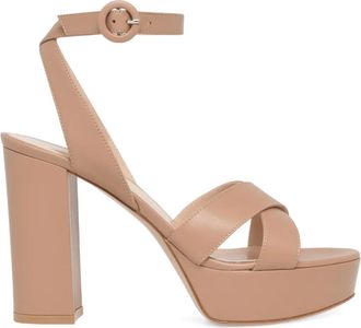 Gianvito Rossi 105mm SABRINA criss-cross platform heeled sandals - women - Polyurethane/Polyurethane/Polyurethane - 34.5 - Neutrals