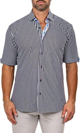 Maceoo Galileo Marthy Short Sleeve Button-Up Shirt in White at Nordstrom, Size 7