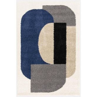 Sweeek Sweeek - Alfombra interior shaggy de motivos geométricos multicolor, Matthew, 230x130x3 cm