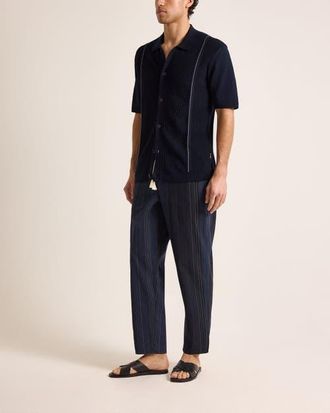 Orlebar Brown Sonoran Relaxed Fit Velo Stripe Trousers in Night Iris Stripe at Nordstrom, Size 32