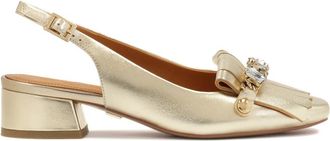 Kazar Gouden pumps met open hakken - Dames - Pumps - Geel - 38 EU - Leer - Schoenen