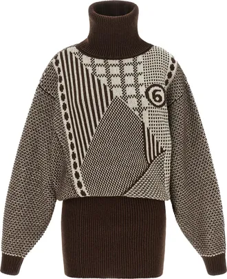 Maison Margiela Brown Wool Short Womens Dress