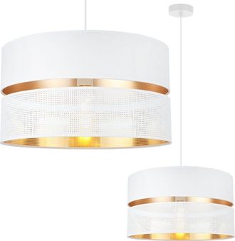 OEM L&aacute;mpara Colgante Asti Duo Blanca 1 Pantalla Plana Blanca Dorada Ts 40cm