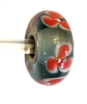 Trollbeads Womens Universal Unique Flower Bead Charm In Green/ Red