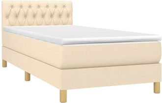 vidaXL Cama Box Spring Con Colch&oacute;n Y Led Tela Crema 90x190 Cm Vidaxl