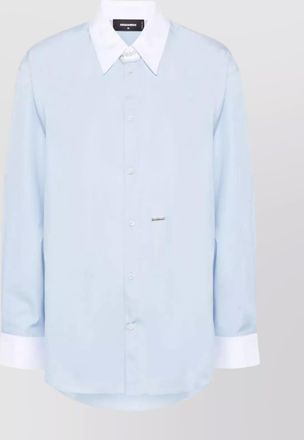 Dsquared2 long sleeve shirt with curved hem and contrast
