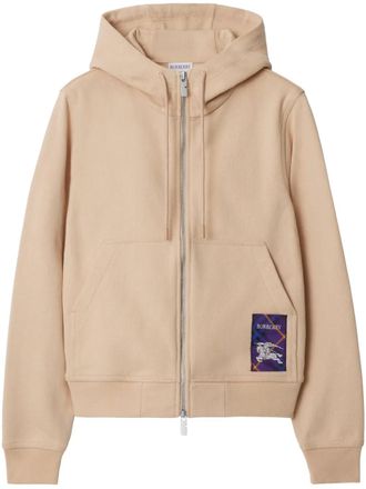 Burberry Felpa in cotone con etichetta e cappuccio - Toni neutri