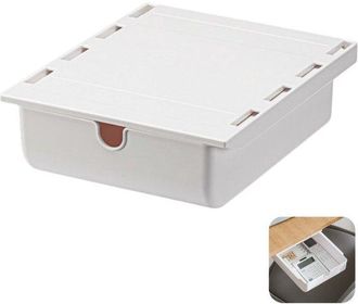 OEM Caja Organizadora Para Debajo Del Escritorio, Caj&oacute;n Oculto, Organizador Autoadhesivo, Ideal Para La Oficina, Color Blanco, 23,5 X 19,8 X 7,1 Cm