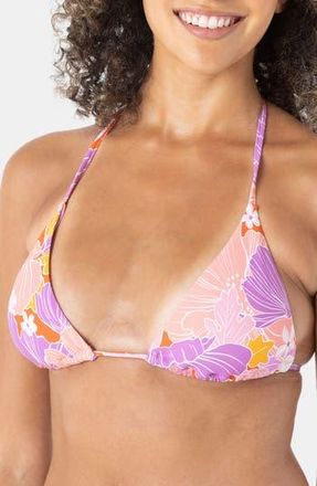 Roxy Bell Bottom Blooms Tiki Triangle Bikini Top in Lilac Multi at Nordstrom Rack, Size X-Large