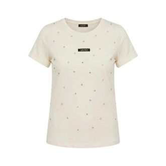 Liu Jo T-Shirts, female, White, Size: XL T-shirt with rhinestones