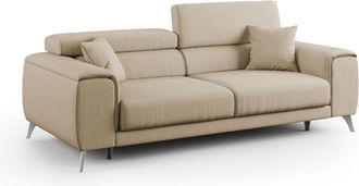 Divani.Store Fusion Sof&aacute; Con Asientos Deslizantes En Tela Suave Antimanchas 215 Cm Camel