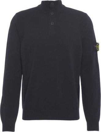 Stone Island High-Collar Knitwear With Half-Button Closure