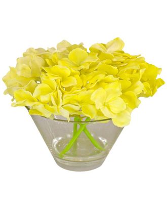 National Tree Company 8In Yellow Hydrangea Bouquet In Glass Vase