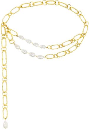 Petit Moments Mila Faux Pearl Chain Belt in Gold at Nordstrom