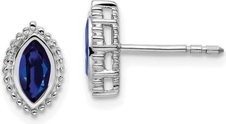 Diamond2Deal 14k White Gold Marquise Sapphire Stud Earrings