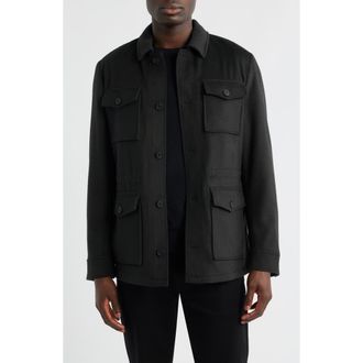 Nordstrom Felted Wool Blend Field Jacket in Dark Olive at Nordstrom Rack, Size Xx-Large