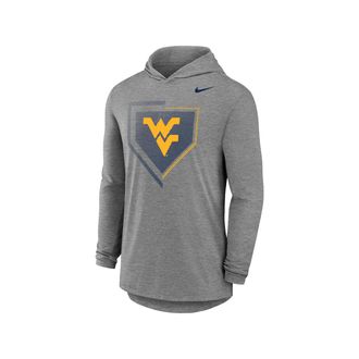 Nike Mens College (West Virginia Mountaineers) Long-Sleeve Hooded Baseball T-Shirt in Grey | M12173P967WVRG-DGH