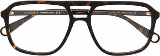Gucci Occhiali stile pilota con effetto tartarugato - Marrone