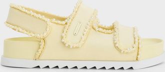 Charles & Keith Pearl-Embellished Flatform Sandals