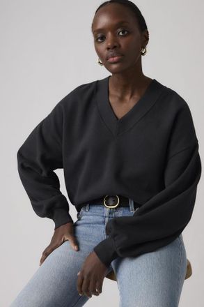 Levi's Vintage V-Neck Sweatshirt - Donna - XS - Nero / Pirate Black Garment Dye