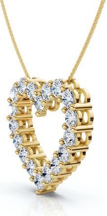 Pompeii3 3Ct Diamond Heart Pendant 14k Gold Lab Grown 1 Tall 18 Necklace