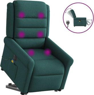 vidaXL Vidaxl - Sill&oacute;n Masaje El&eacute;ctrico Reclinable Elevable Tela Verde Oscuro