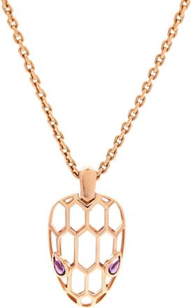 Bulgari Serpenti Seduttori Pendant Necklace 18K Rose Gold with Amethyst