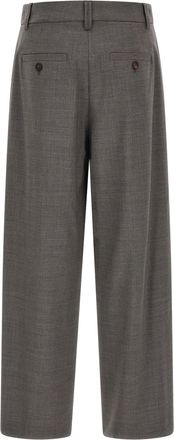 Brunello Cucinelli Virgin Wool Wide-Leg Trousers - Grey