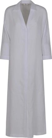 PESERICO Tela di lino leggera tinto pezza - Dames - Shirt Kleedjes - Wit - M - Linnen - Kleedjes