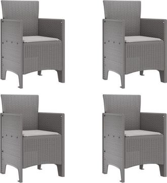 vidaXL Silla De Jard&iacute;n 4 Pcs Gris Claro 53 X 49 X 85 Cm Pp Vidaxl