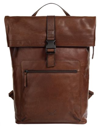 Sansibar Laptoprucksack SANSIBAR, Gr. B/H/T: 28cm x 45cm x 14cm, onesize, braun (cognac), Leder, Rindsleder, Retro, Rucks&auml;cke Laptoprucksack, echt Leder
