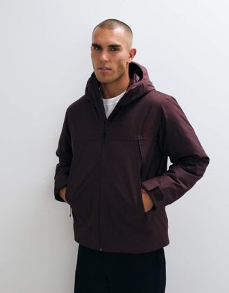 The North Face giacca imbottita con cappuccio Mountain Range in bordeaux scuro-Viola