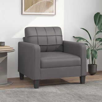 vidaXL Sill&oacute;n Cuero Sint&eacute;tico Gris 60 Cm Vidaxl