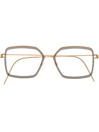 Lindberg square-frame optical glasses - Gold