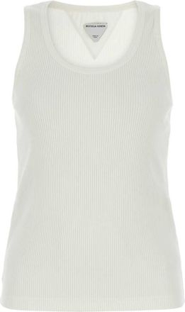 Bottega Veneta White Cotton Rib Jersey Tank Top