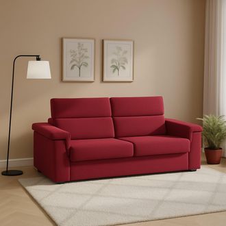 Dmora Sof&aacute; Cama 2 Plazas Rigolato, Desenfundable, Con Almacenaje Hecho En Italia, Apertura Abatible, 185x95 Cm Rojo