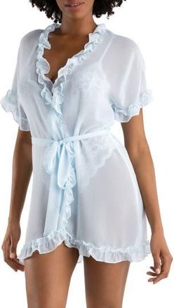 In Bloom by Jonquil Alice Ruffle Wrap Robe in Blue Mist at Nordstrom Rack, Size X-Small/small