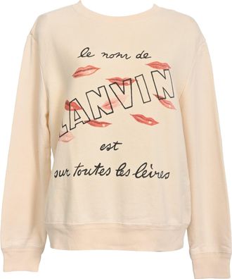 Lanvin Lipstick Logo-Print Sweatshirt in Cream Cotton
