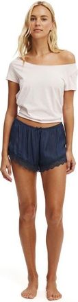 Cotton On Womens Washed Satin Lace Short in Steely Blue at Nordstrom, Size X-Small