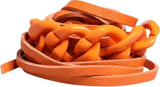 Scervino Street Orange Leather Chain Waist Metal Buckle Womens Belt