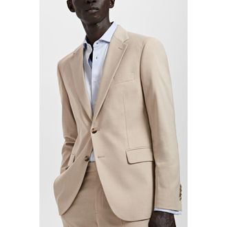 Mango Milan Slim Fit Linen Blazer in Beige at Nordstrom Rack, Size 34
