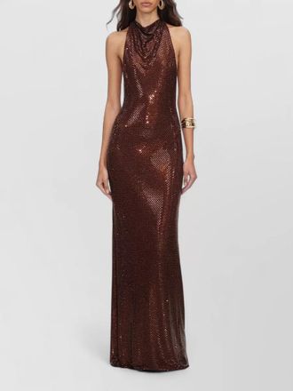 Self Portrait racerback halter maxi dress sequin detail