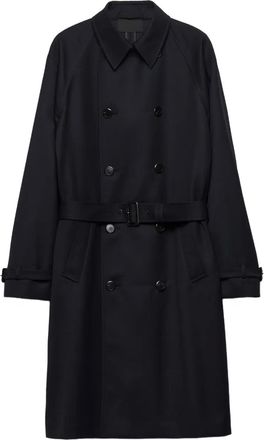 Prada Cappotto con cintura e maniche raglan - Blu