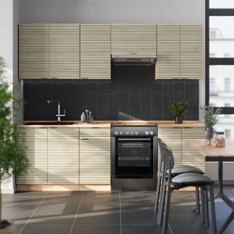 Vicco Mueble De Cocina Fame-line, Panel De Roble/roble Goldkraft, 240 Cm Sin Encimera